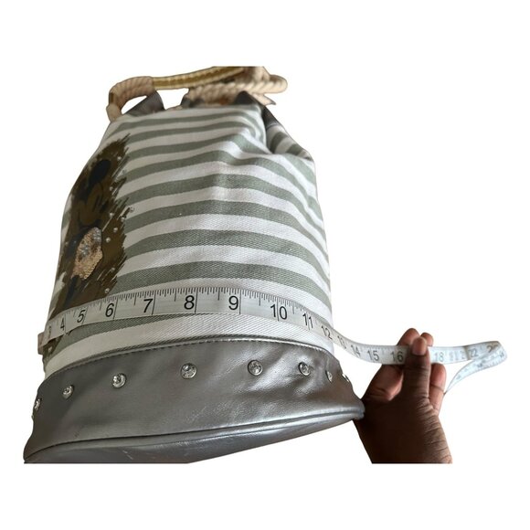 Disney Mickey Mouse Canvas & Faux Leather Bucket Bag With Rope Handle Rusack - Picture 8 of 11